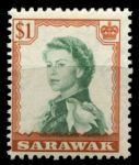Саравак 1955-1959 гг. • Gb# 200 • $1 • Елизавета II основной выпуск • парадный портрет с бантом • MNH OG XF ( кат.- £ 16 )