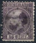 Нидерланды 1867 г. • SC# 11 • 25 c. • король Виллем III • стандарт • Used F-VF ( кат. - $110 )