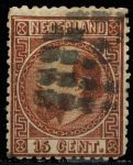 Нидерланды 1867 г. • SC# 9 • 15 c. • король Виллем III • стандарт • Used F-VF ( кат. - $35 )