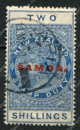 Самоа 1914-1924 гг. • Gb# 127 • 2 sh. • надп. на м. Новой Зеландии • (перф: 14½:14) • Used VF ( кат. - £6 )
