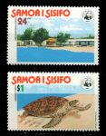 Самоа 1978 г. • Sc# 470-1 • 24 s. и 1$ • черепахи(редкий вид), выпуск WWF • полн. серия • MNH OG VF ( кат.- $12.5 )