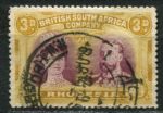Родезия 1910-1913 гг. • Gb# 135 • 3 d. • "Две головы" • перф. - 14 (лилов. и жёлт. охра) • Usrd VF ( кат.- £25 )