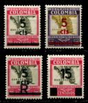Колумбия 1939 г. • SC# C115-8 • 5 - 15 c. • надпечатки нов. номинала • полн. серия • MNH OG VF