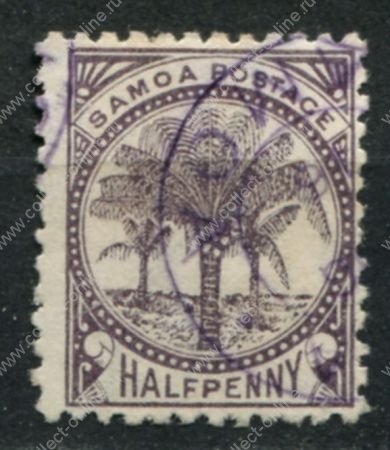 Самоа 1886-1900 гг. • Gb# 41a • ½ d. • пальмы • в.з. 4b • Used VF ( кат.- £ 8 )