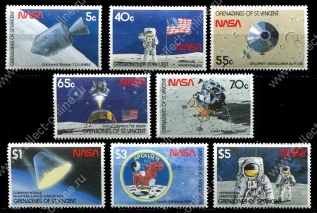 Гренадины Сент-Винсента 1989 г. • SC# 651-8 • 5 c. - $5 • Лунная программа НАСА • полн. серия • MNH OG XF ( кат. - $12.50 )