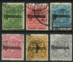 Родезия 1909-1912 гг. • Gb# 100..108 • ½ d. - 2s.6d. • герб колонии • надпечатка • "Rhodesia." • стандарт(6 марок) • Used VF ( кат.- £37 )