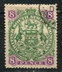 Родезия 1897 г. • Gb# 72 • 8 d. • осн. выпуск • герб колонии • Used XF