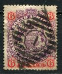 Родезия 1896-1897 гг. • Gb# 46 • 6 d. • 2-й выпуск (без точки у хвоста) • герб колонии • гашение! • Used XF+