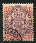 Родезия 1896-1897 гг. • Gb# 46 • 6 d. • 2-й выпуск (без точки у хвоста) • герб колонии • Used XF