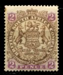 Родезия 1896-1897 гг. • Gb# 43a • 2 d. • 2-й выпуск (без точки у хвоста) • герб колонии • MH OG VF ( кат.- £40 )