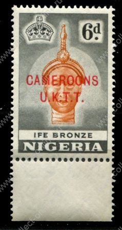 Британский Камерун 1960-1961 гг. • Gb# T7 • 6 d. • надпечатка U.K.T.T. на марках Нигерии • бронзовая маска • MNH OG XF+