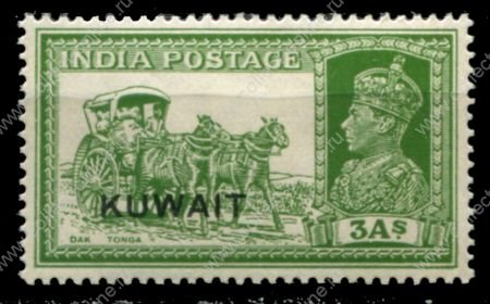 Кувейт 1939 г. • Gb# 41 • 3 a. • Георг V • осн. выпуск • надпечатка • повозка • MLH OG VF ( кат.- £ 15 )
