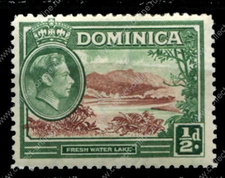 Доминика 1938-1947 гг. • Gb# 99 • ½ d. • Георг VI • основной выпуск • пресное озеро • MNH OG XF