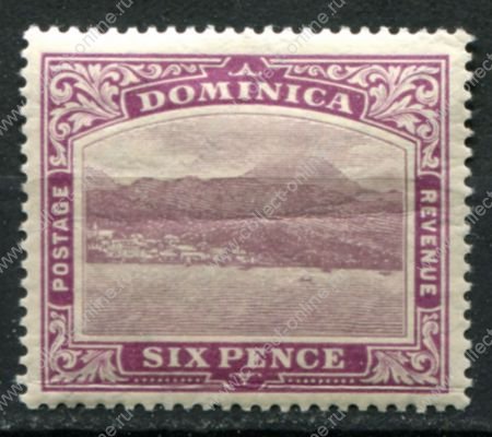 Доминика 1908-1920 гг. • Gb# 52 • 6 d. • вид столицы Розо с моря • MNH OG VF ( кат.- £10+ )