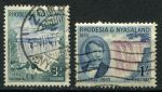 Родезия и Ньясаленд 1955 г. • Gb# 16-17 • 3 d. и 1 sh. • 100-летие открытия водопада Виктория • полн. серия • Used VF