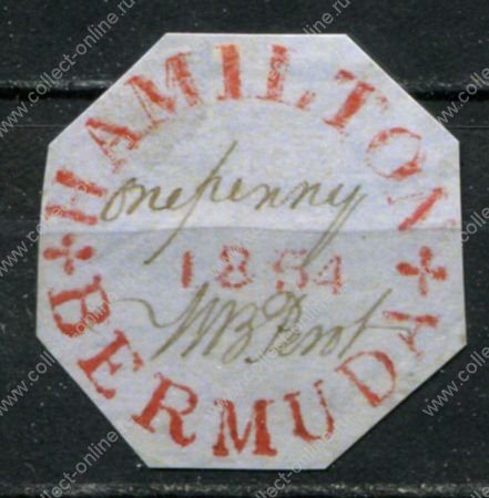Бермуды 1854 г. • Gb# O4 • 1 d. • выпуск почтмейстера Гамильтона • редкость! • копия