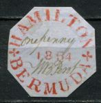 Бермуды 1854 г. • Gb# O4 • 1 d. • выпуск почтмейстера Гамильтона • редкость! • копия