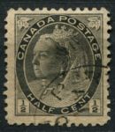 Канада 1898-1902 гг. • SC# 74 • ½ c. • Королева Виктория • номинал цифры • Used XF ( кат.- $ 3 )