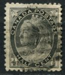 Канада 1898-1902 гг. • SC# 74 • ½ c. • Королева Виктория • номинал цифры • Used VF ( кат.- $ 3 )