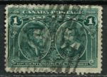 Канада 1908 г. • SC# 97 • 1 c. • 300-летие Квебека • Ж. Картье и С. Чамплейн • Used F-VF ( кат.- $6 )