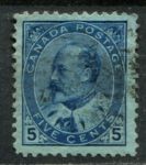 Канада 1903-1908 гг. • SC# 91 • 5 c. • Эдуард VII • стандарт • Used F-VF ( кат.- $ 5,75 )
