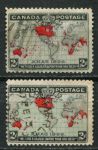 Канада 1898 г. • SC# 85-6 • 2 c.(2) • Единая пенни-почта • карта Британской Империи • полн. серия • Used VF ( кат.- $ 18 )