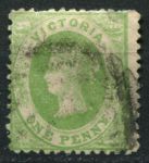 Австралия • Виктория 1859 г. • Gb# 76 • 1 d. • Королева Виктория • Used F-VF ( кат. - £21 )