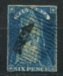 Австралия • Виктория 1858 г. • Gb# 73 • 6 d. • королева Виктория на троне • Used XF+ ( кат.- £18 )