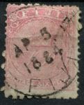 Фиджи 1878-1899 гг. • Gb# 48a • 6 d. • монограмма королевы Виктории (перф. 10:12½) • бледно-розовая • стандарт • Used VF ( кат. - £55 )