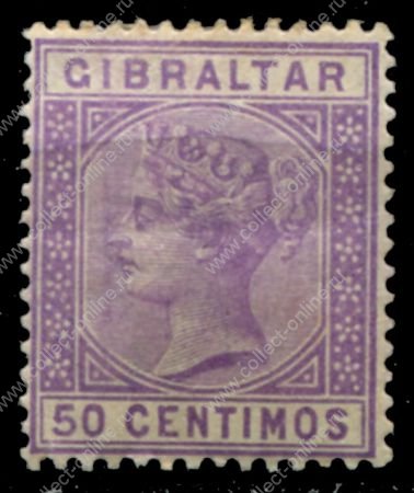 Гибралтар 1889-1895 г. • Gb# 28 • 50 c. • королева Виктория • стандарт • MH OG VF ( кат. - £4 )