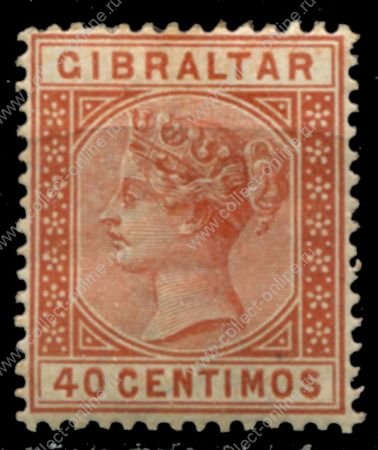 Гибралтар 1889-1895 г. • Gb# 27 • 40 c. • королева Виктория • стандарт • MH OG VF ( кат. - £4 )