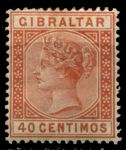 Гибралтар 1889-1895 г. • Gb# 27 • 40 c. • королева Виктория • стандарт • MH OG VF ( кат. - £4 )