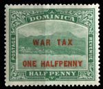 Доминика 1918 г. • Gb# 55 • ½ на ½ d. • надпечатка "WAR TAX" • военный налог • MH OG VF ( кат.- £4.50 )