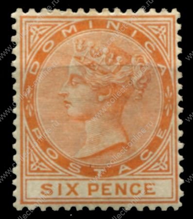 Доминика 1886-1890 гг. • Gb# 25 • 6 d. • королева Виктория • стандарт • MH OG VF ( кат.- £25 )