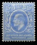 Восточная Африка и Уганда 1907-1908 гг. • GB# 39 • 15 c. • Эдуард VII • серо-зеленая • стандарт • MH OG VF ( кат. - £32 )
