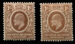 Восточная Африка и Уганда 1907-1908 гг. • GB# 34 • 1 c. • Эдуард VII • оттенки цвета 2 шт. • стандарт • MH OG VF ( кат. - £6 )