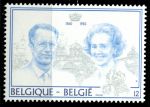 Бельгия 1985 г. • Mi# 2250 • 12 fr. • 25-летие свадьбы короля Бодуэна • королевская чета • MNH OG XF ( кат.- € 1 )