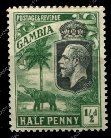 Гамбия 1922-1929 гг. • Gb# 123 • ½ d. • Георг V • осн. выпуск • слоны • MLH OG VF ( кат. - £9 )