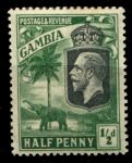 Гамбия 1922-1929 гг. • Gb# 123 • ½ d. • Георг V • осн. выпуск • слоны • MLH OG VF ( кат. - £9 )