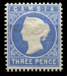 Гамбия 1880-1881 гг. • Gb# 14B • 3 d. • Королева Виктория • стандарт • MLH OG VF ( кат. - £100 ) ®