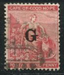 Западный Грикваланд 1877-1878 гг. • GB# 5c • 1 d. • надпечатка "G" (тип 3) • стандарт • Used F ( кат. - £70 ) ®