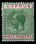 Кипр 1912-1915 гг. • Gb# 75 • ½ pi. • Георг V • стандарт • MH OG VF ( кат. - £5 )