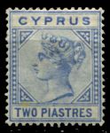 Кипр 1892-1894 г. • Gb# 34 • 2 pi. • Королева Виктория • в.з. "CA" (клише - тип II) • стандарт • MH OG VF ( кат.- £12 )