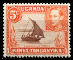 Кения, Уганда и Танганьика 1938-1954 гг. • Gb# 133 • 5 c. • Георг V • основной выпуск • Парусная лодка • MH OG VF ( кат.- £ 3 )
