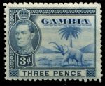 Гамбия 1938-1946 гг. • Gb# 154 • 3 d. • Георг VI • основной выпуск • слон под пальмой • MH OG VF
