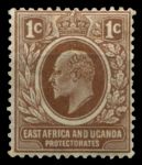 Восточная Африка и Уганда 1907-1908 гг. • GB# 34 • 1 c. • Эдуард VII • стандарт • MH OG VF ( кат. - £3 )