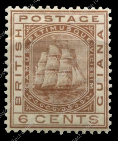 Британская Гвиана 1882 г. • Gb# 73 • 6 c. • парусный фрегат • стандарт • MNH OG VF ( кат. - £5++ )