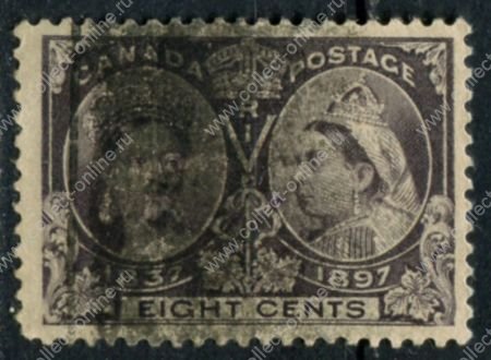Канада 1897 г. • Sc# 56 • 8 c. • Королева Виктория • 60-летний юбилей правления • Used F ( кат.- $70 )