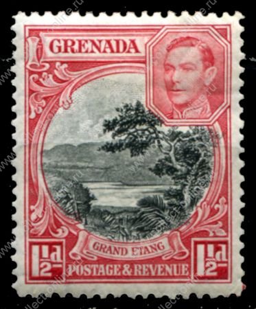 Гренада 1938-1950 гг. • Gb# 155 • 1½ d. • Георг V • осн. выпуск • озеро Гранд-Этанг • MH OG VF