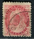 Канада 1898-1902 гг. • Sc# 78 • 3 c. • Королева Виктория • (выпуск с цифрами) • Used F-VF ( кат.- $1.1 )